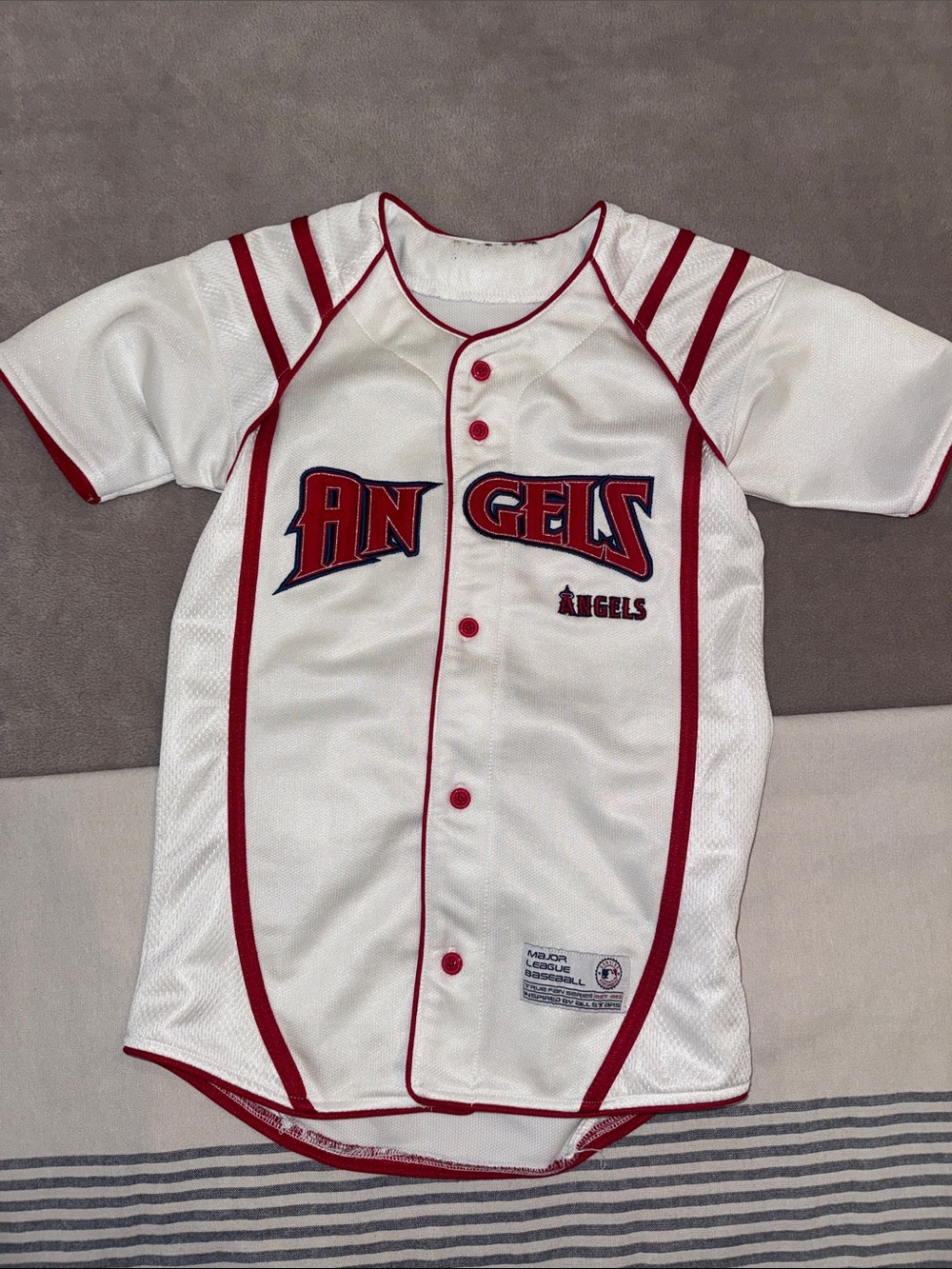 Angels White & Red Youth Baseball Jersey - Team Style
